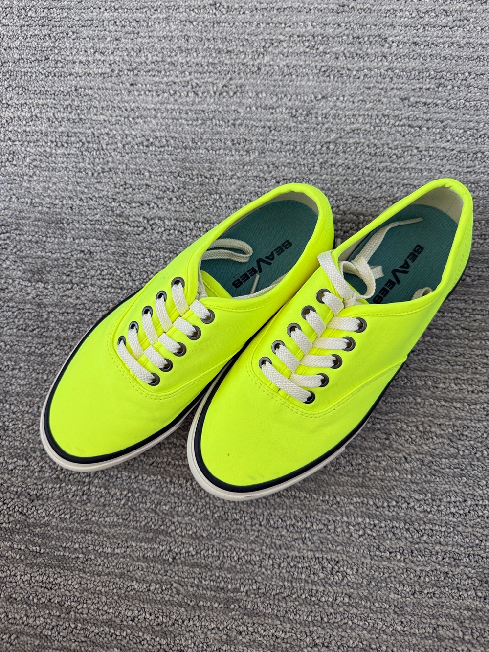 Neon Yellow Low-Top Neoprene Sneakers